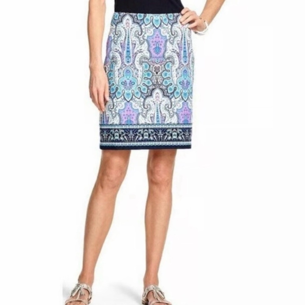 Pastel Paisley print pencil skirt w/dark border
